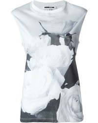 weißes und schwarzes bedrucktes Trägershirt von McQ by Alexander McQueen