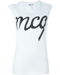 weißes und schwarzes bedrucktes Trägershirt von McQ by Alexander McQueen