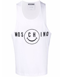 weißes und schwarzes bedrucktes Trägershirt von Moschino