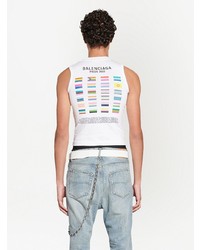 weißes und schwarzes bedrucktes Trägershirt von Balenciaga