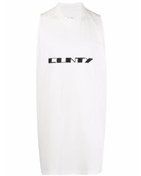 weißes und schwarzes bedrucktes Trägershirt von Rick Owens DRKSHDW