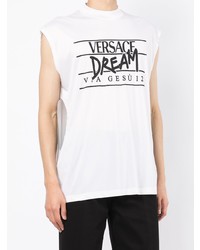 weißes und schwarzes bedrucktes Trägershirt von Versace
