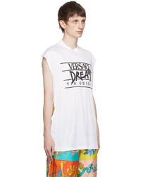 weißes und schwarzes bedrucktes Trägershirt von Versace