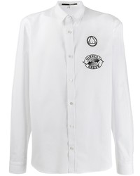 weißes und schwarzes besticktes Langarmhemd von McQ Alexander McQueen