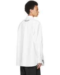 weißes und schwarzes besticktes Langarmhemd von Valentino