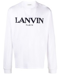 weißes und schwarzes besticktes Langarmshirt von Lanvin