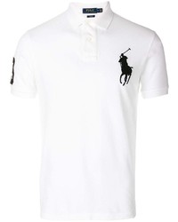 weißes und schwarzes besticktes Polohemd von Polo Ralph Lauren