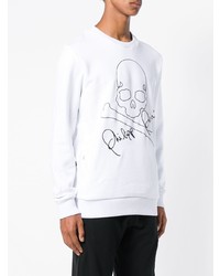 weißes und schwarzes besticktes Sweatshirt von Philipp Plein