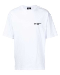 weißes und schwarzes besticktes T-Shirt mit einem Rundhalsausschnitt von Balenciaga