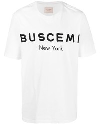 weißes und schwarzes besticktes T-Shirt mit einem Rundhalsausschnitt von Buscemi