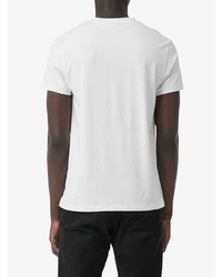 weißes und schwarzes besticktes T-Shirt mit einem Rundhalsausschnitt von Burberry