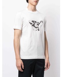 weißes und schwarzes besticktes T-Shirt mit einem Rundhalsausschnitt von Emporio Armani