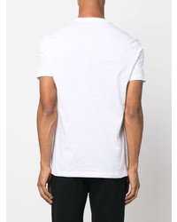 weißes und schwarzes besticktes T-Shirt mit einem Rundhalsausschnitt von Versace