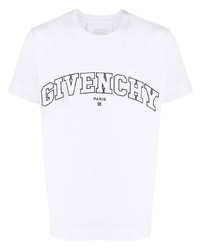 weißes und schwarzes besticktes T-Shirt mit einem Rundhalsausschnitt von Givenchy