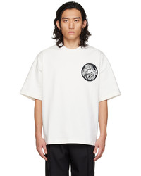 weißes und schwarzes besticktes T-Shirt mit einem Rundhalsausschnitt von Jil Sander