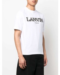 weißes und schwarzes besticktes T-Shirt mit einem Rundhalsausschnitt von Lanvin