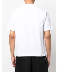 weißes und schwarzes besticktes T-Shirt mit einem Rundhalsausschnitt von Lanvin