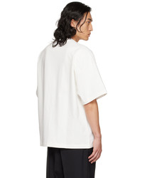 weißes und schwarzes besticktes T-Shirt mit einem Rundhalsausschnitt von Jil Sander