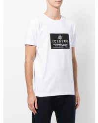 weißes und schwarzes besticktes T-Shirt mit einem Rundhalsausschnitt von Iceberg