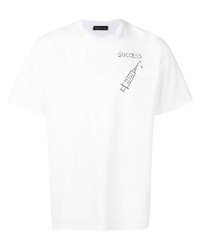 weißes und schwarzes besticktes T-Shirt mit einem Rundhalsausschnitt von Riccardo Comi