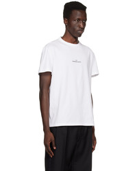 weißes und schwarzes besticktes T-Shirt mit einem Rundhalsausschnitt von Maison Margiela