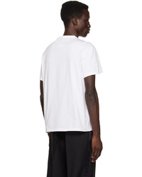 weißes und schwarzes besticktes T-Shirt mit einem Rundhalsausschnitt von Maison Margiela