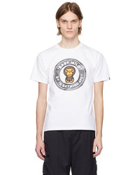 weißes und schwarzes Camouflage T-Shirt mit einem Rundhalsausschnitt