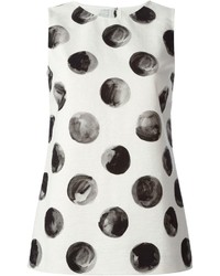 weißes und schwarzes gepunktetes ärmelloses Oberteil von Dolce & Gabbana