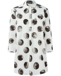 weißes und schwarzes gepunktetes Businesshemd von Dolce & Gabbana