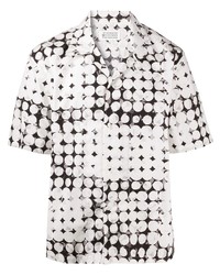 weißes und schwarzes gepunktetes Kurzarmhemd von Maison Margiela