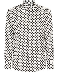 weißes und schwarzes gepunktetes Langarmhemd von Dolce & Gabbana
