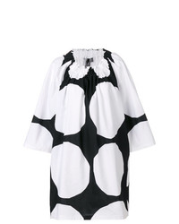 weißes und schwarzes gepunktetes schwingendes Kleid von Junya Watanabe