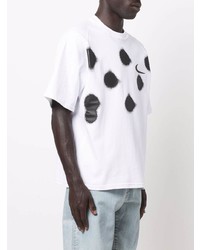 weißes und schwarzes gepunktetes T-Shirt mit einem Rundhalsausschnitt von Nike X Off-White