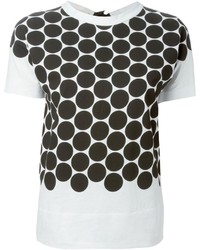 weißes und schwarzes gepunktetes T-Shirt mit einem Rundhalsausschnitt von Marni