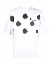 weißes und schwarzes gepunktetes T-Shirt mit einem Rundhalsausschnitt von Nike X Off-White