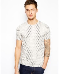 weißes und schwarzes gepunktetes T-Shirt mit einem Rundhalsausschnitt von Paul Smith Jeans