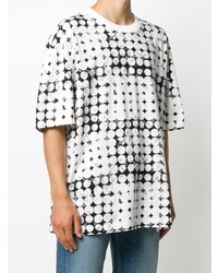weißes und schwarzes gepunktetes T-Shirt mit einem Rundhalsausschnitt von Maison Margiela