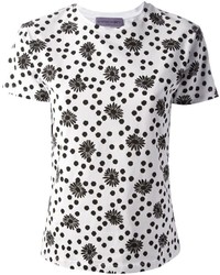 weißes und schwarzes gepunktetes T-Shirt mit einem Rundhalsausschnitt von Ungaro