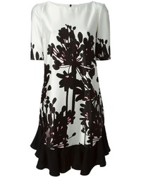 weißes und schwarzes gerade geschnittenes Kleid mit Blumenmuster von Antonio Marras