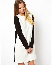 weißes und schwarzes gerade geschnittenes Kleid von Asos