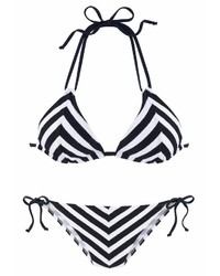 weißes und schwarzes horizontal gestreiftes Bikinioberteil von Jette Joop