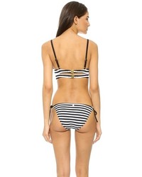 weißes und schwarzes horizontal gestreiftes Bikinioberteil von Nanette Lepore