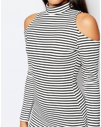 weißes und schwarzes horizontal gestreiftes figurbetontes Kleid von Missguided