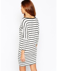 weißes und schwarzes horizontal gestreiftes Freizeitkleid von Asos