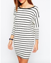 weißes und schwarzes horizontal gestreiftes Freizeitkleid von Asos