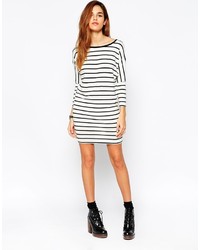 weißes und schwarzes horizontal gestreiftes Freizeitkleid von Asos