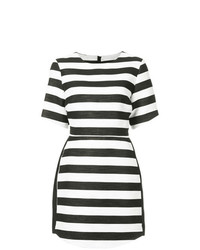 weißes und schwarzes horizontal gestreiftes gerade geschnittenes Kleid von Haney