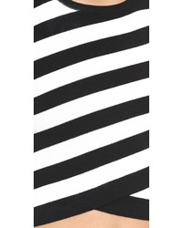 weißes und schwarzes horizontal gestreiftes kurzes Oberteil von DKNY