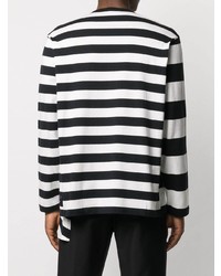 weißes und schwarzes horizontal gestreiftes Langarmshirt von Yohji Yamamoto