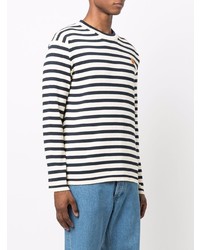 weißes und schwarzes horizontal gestreiftes Langarmshirt von Kenzo